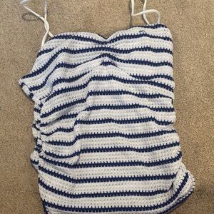 Striped Blue and White One Piece